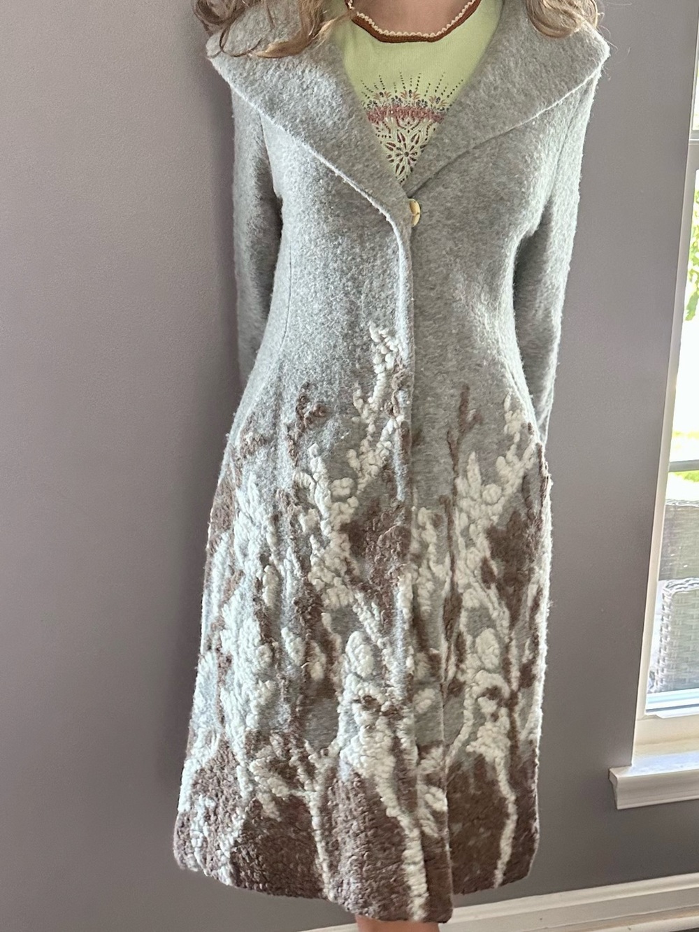 Anthropologie Angel of the North Treeline Wool Floral Coat XS Rare